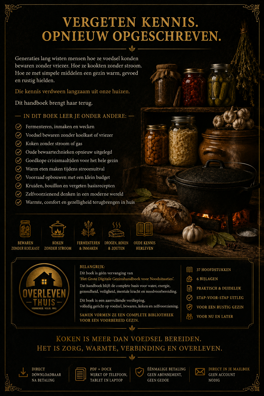 Het Complete Digitale Handboek voor Zelfvoorzienend Koken & Conserveren